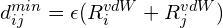 d_{ij}^{min} = \epsilon(R_i^{vdW} + R_j^{vdW})