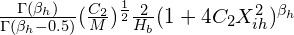 \frac{\Gamma(\beta_h)}{\Gamma(\beta_h-0.5)} (\frac{C_2}{M})^{\frac{1}{2}}\frac{2}{H_b}(1+4C_2X_{ih}^2)^{\beta_h}